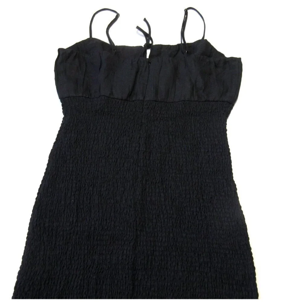 NWT J.Crew Smocked Linen in Black Tank Dress 14T